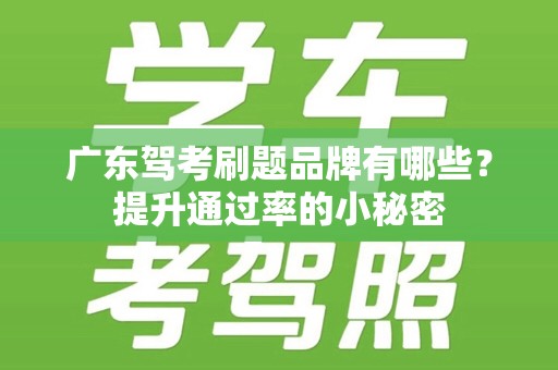 广东驾考刷题品牌有哪些？提升通过率的小秘密