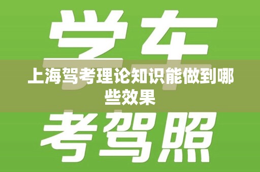上海驾考理论知识能做到哪些效果