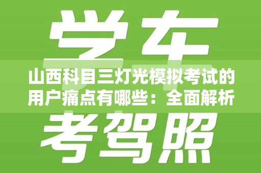 山西科目三灯光模拟考试的用户痛点有哪些：全面解析与解决方案
