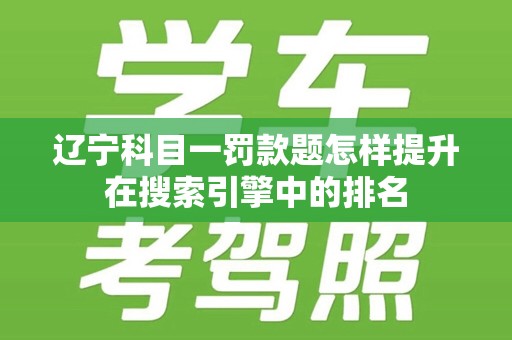 辽宁科目一罚款题怎样提升在搜索引擎中的排名