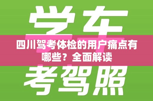 四川驾考体检的用户痛点有哪些？全面解读