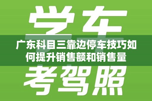广东科目三靠边停车技巧如何提升销售额和销售量